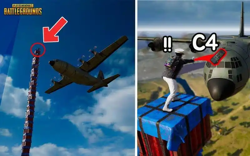 pubg绝地求生:站空投物资箱上投掷c4炸飞机-飞机爆炸了吗?