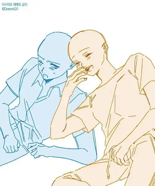 【绘画素材】超甜双人互动模板参考,快码!_每日讲画-站酷zcool