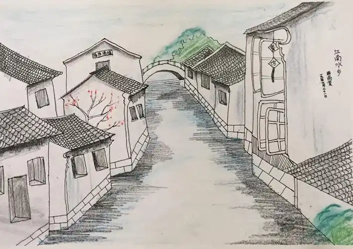 少儿美术一一江南水乡