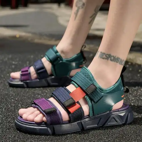 2020夏季个性凉鞋男士户外防滑凉鞋厚底增高凉鞋男沙滩鞋