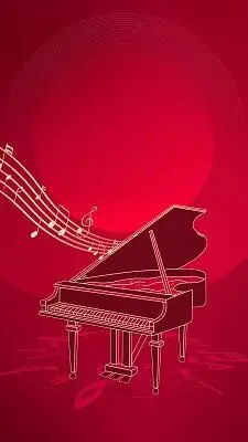 红色烫金简约钢琴音乐会培训课程招生宣传手机海报背景