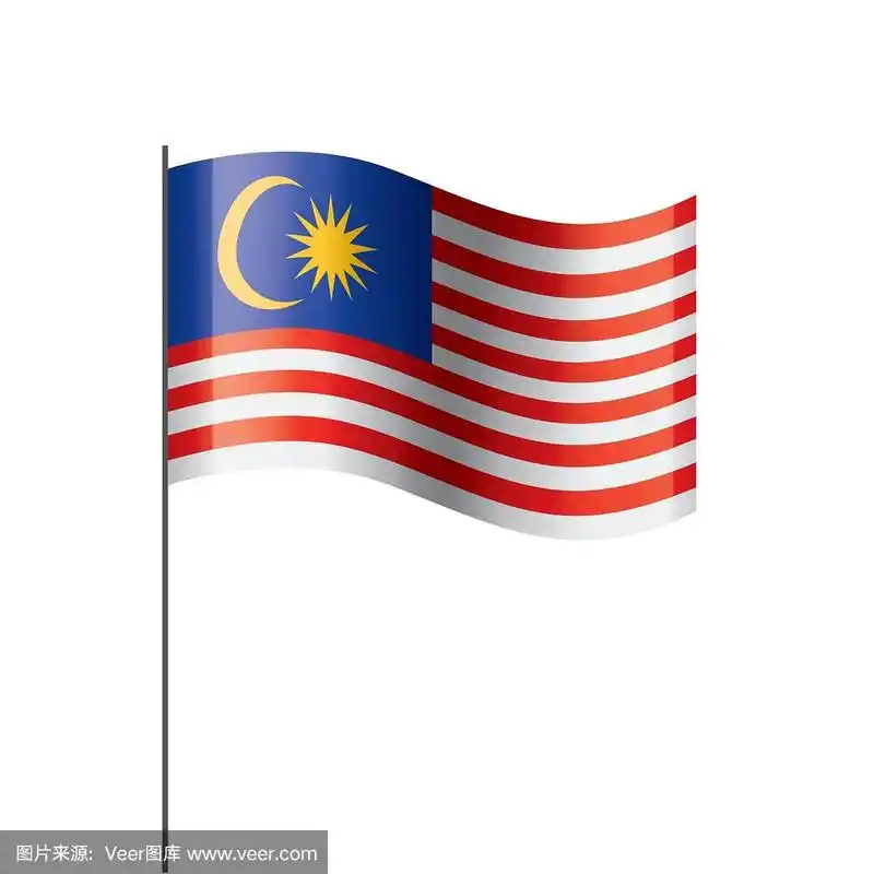 马来西亚国旗,矢量插图在白色的背景.