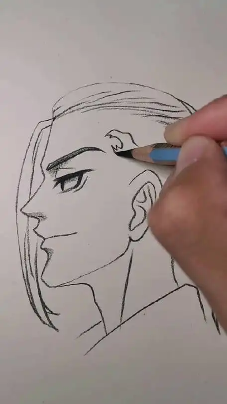 帅气的动漫人物侧脸绘画,你学废了吗 by:笔心无忧