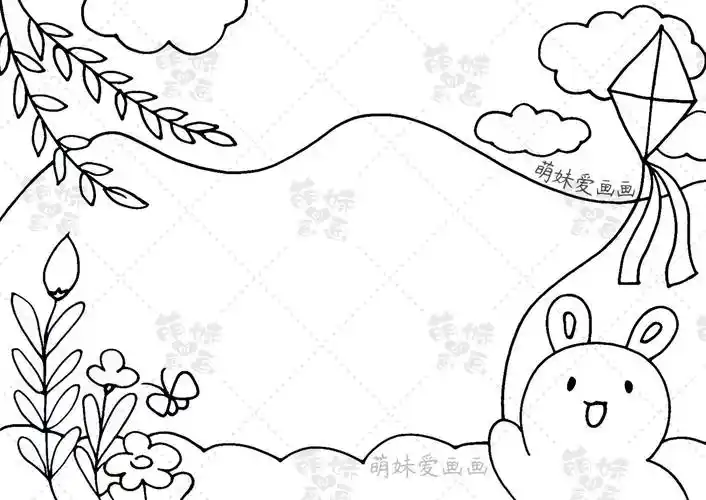 含文字内容的春天手抄报模板及简笔画合集,简单漂亮,可收藏备用_花朵_