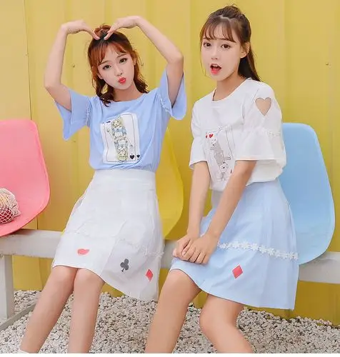 女装 2018新款夏装初中高中学生闺蜜套装少女韩版小清新连衣裙两件套