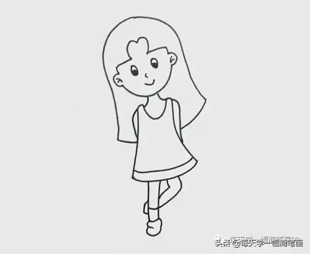 怎么画人物简单又漂亮女孩,少女简笔画的画法步骤
