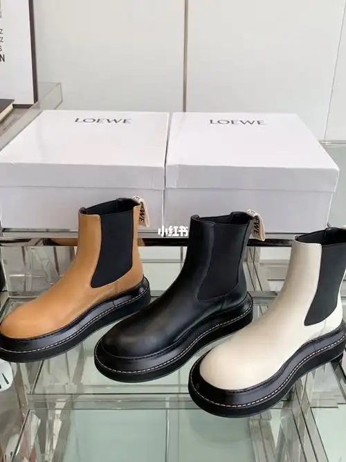 秋冬新款真皮切尔西厚底简约百搭短靴女靴#真皮女鞋  #罗意威loewe