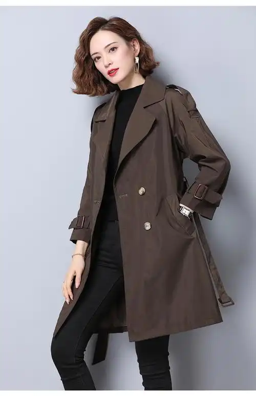 恒源祥女士风衣2020秋季新款纯色女中长款韩版气质时尚风衣外套