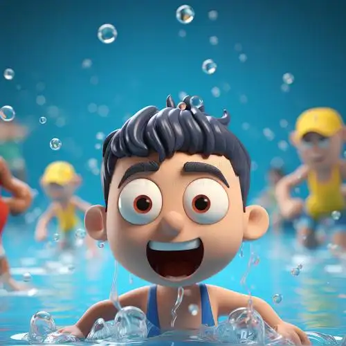 卡通游泳比赛人物