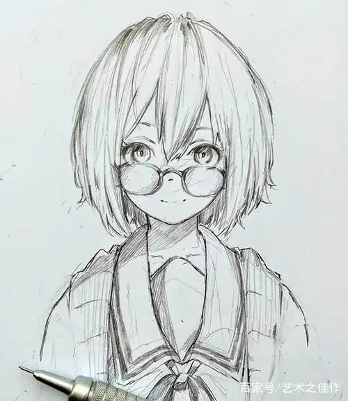 铅笔手绘,可爱的动漫小姐姐,喜欢的抱走