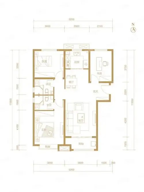 三室两厅两卫124㎡