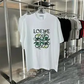 法国代购loewe/罗意威款刺绣拼色字母圆领短袖t恤男女半截袖_阿里巴巴