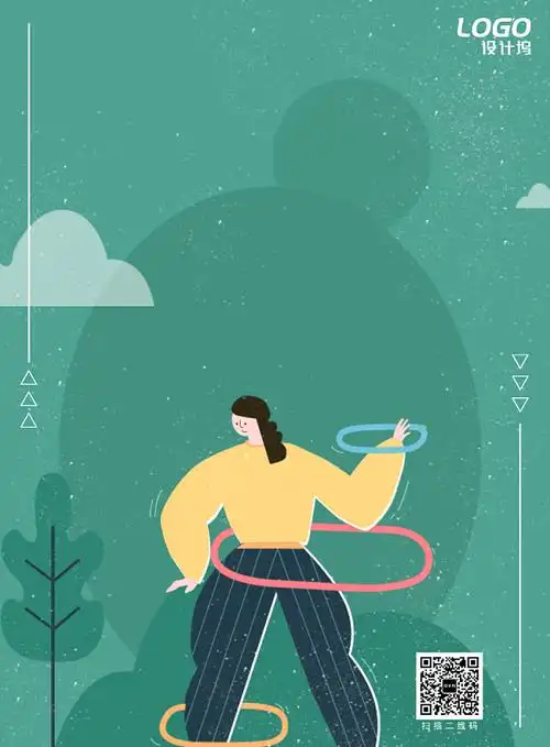 扁平风化瘦身背景-时尚扁平化瘦身瑜伽运动宣传海报背景图片-设计坞