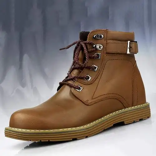 gog 高哥 内增高马丁靴 男士真皮靴子 春季英伦男士短筒男靴短靴