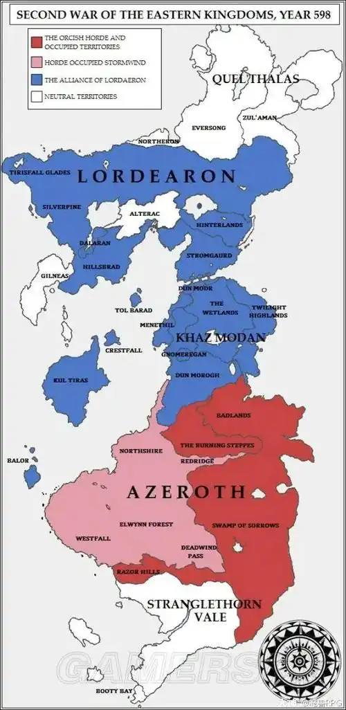 在《魔兽争霸2黑潮》中,主战场位于东部王国;北至洛丹伦,下至卡泽莫丹