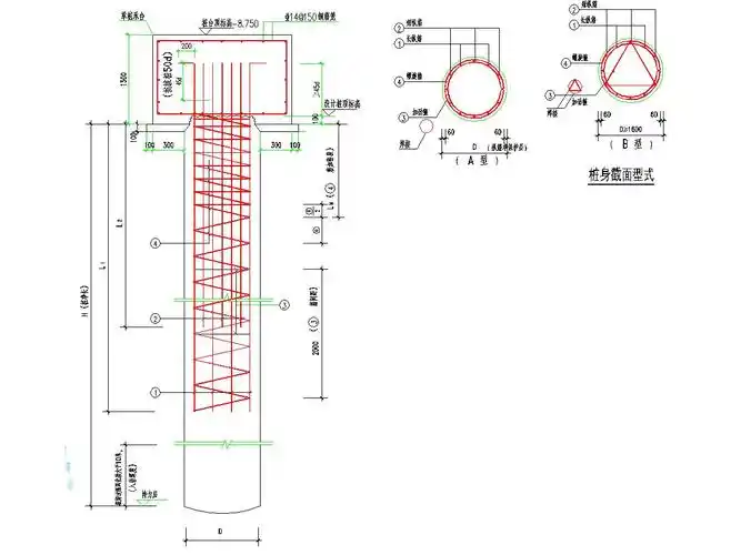 [广东]高层办公楼旋挖钻孔灌注桩基础及承台施工图