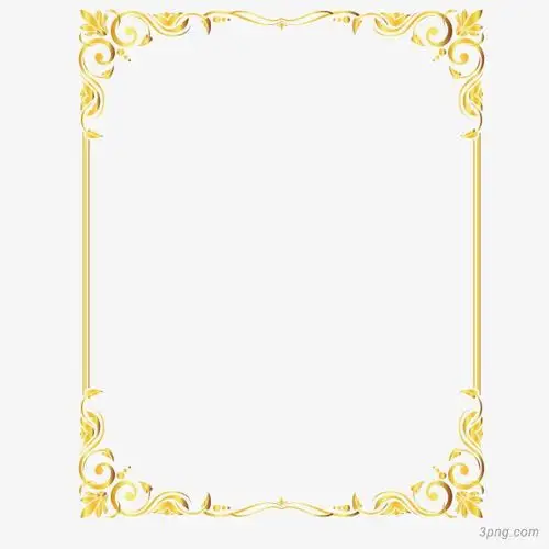 金色边框传统花纹矢量图png素材透明免抠图片-装饰效果