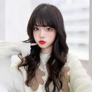 假发真发全真人发假发女长发大波浪空气刘海中长卷发自然全头套式