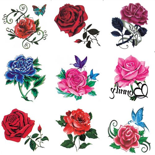个性胸前纹身贴防水持久花朵蝴蝶逼真情侣泫雅小清新贴纸遮疤刺青