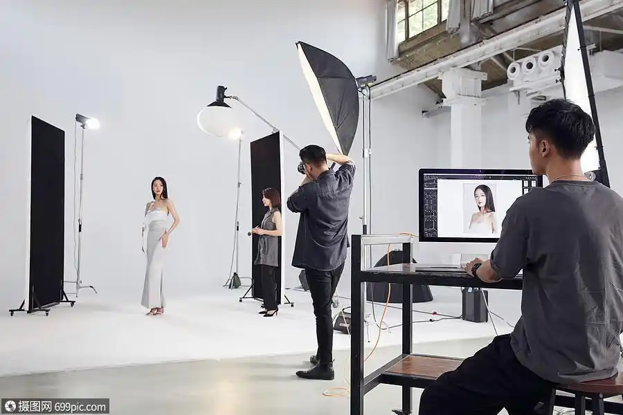 摄影棚拍摄现场工作室镜头