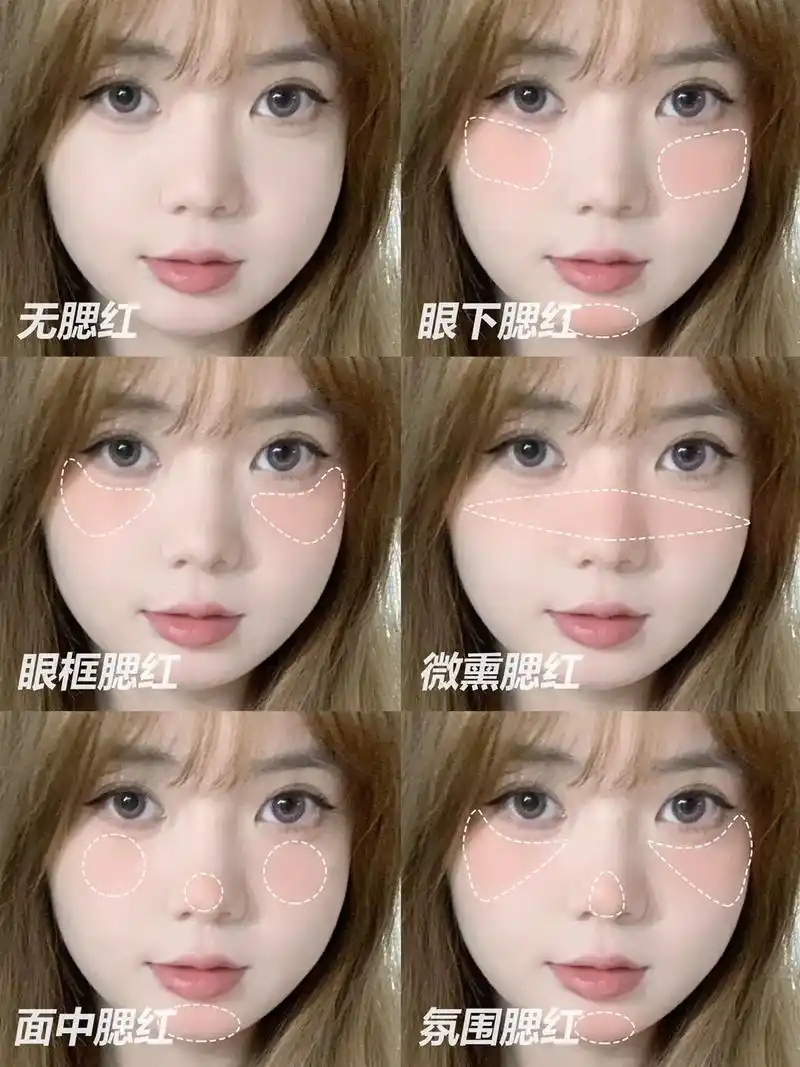 甜妹女孩的五种腮红打法速速get#圆脸 #显脸小 #快去艾特 - 抖音