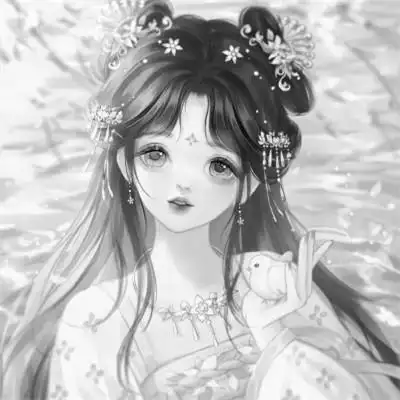 动漫古风头像黑白图片