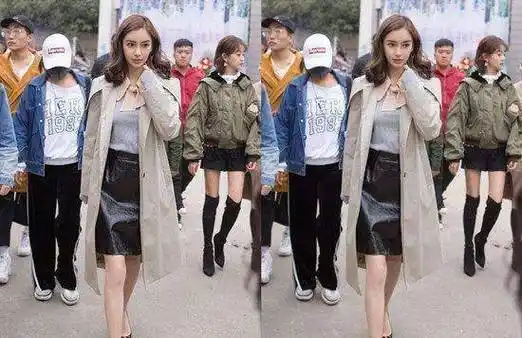 angelababy穿衣没有对比就没有伤害!网友:这要风度也要温度啊!