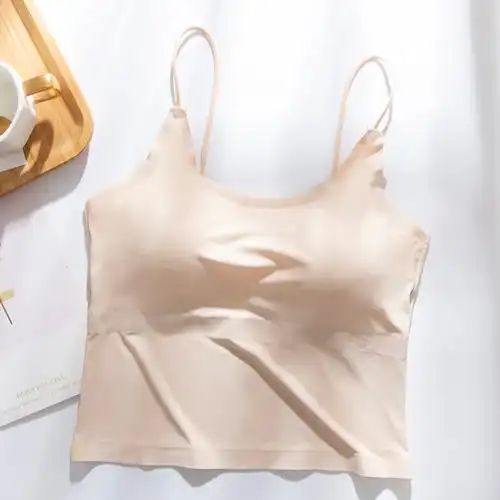 冰丝抹胸吊带防走光性感美背打底白色小背心女夏薄款无痕内衣女视频