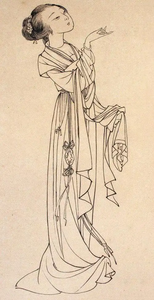 中国画中完全用线条来表现物象的称"白描"