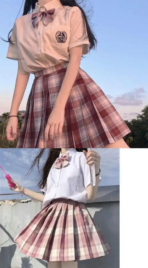 日系合集jk格裙中牌学生jk制服套装温柔一刀水手服百褶裙