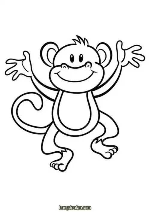 张开双臂的小猴子幼儿简笔画大全