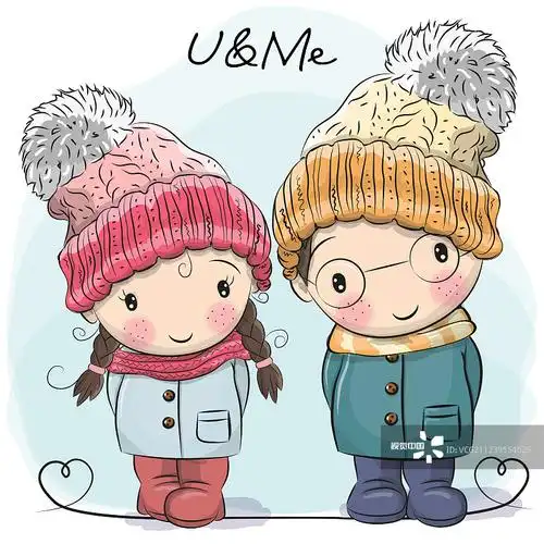 可爱的男孩和女孩