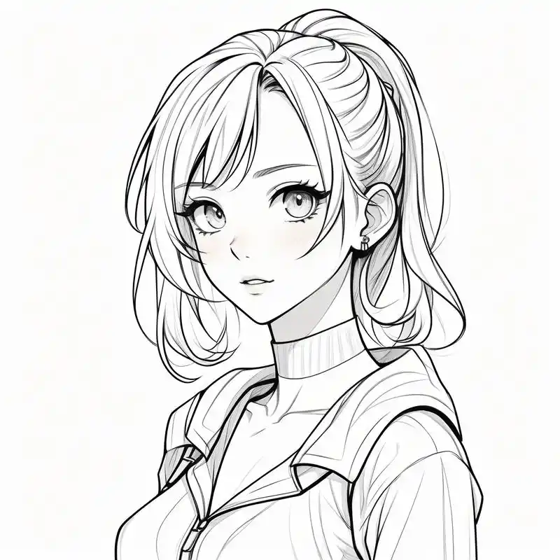 96动漫风高级质感女生头像线稿 探索动漫世界的无限魅力,呈现ins