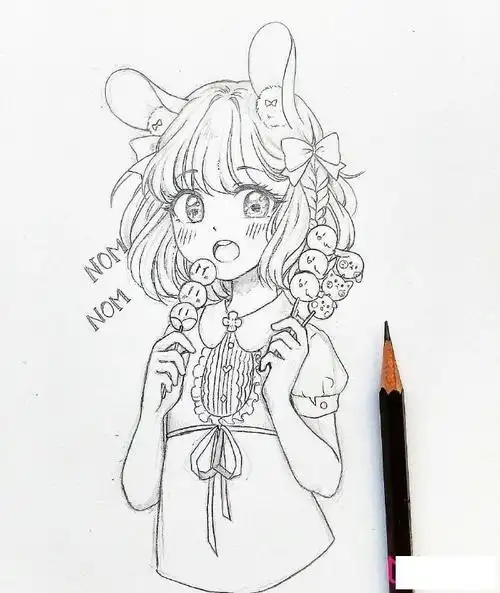 漂亮的卡通人物简笔画大全元气少女