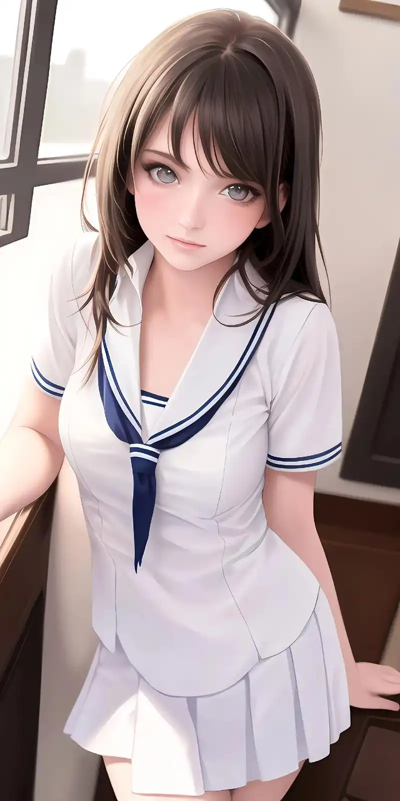 (4k全面屏壁纸)可爱的校服小姐姐.#二次元 可爱的校服女孩 - 抖音