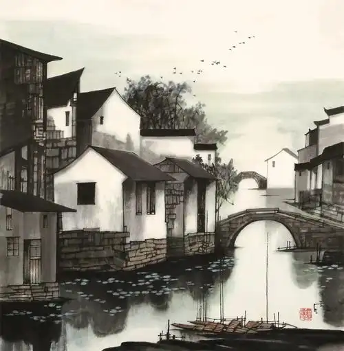 国画彩墨作品欣赏江南山水