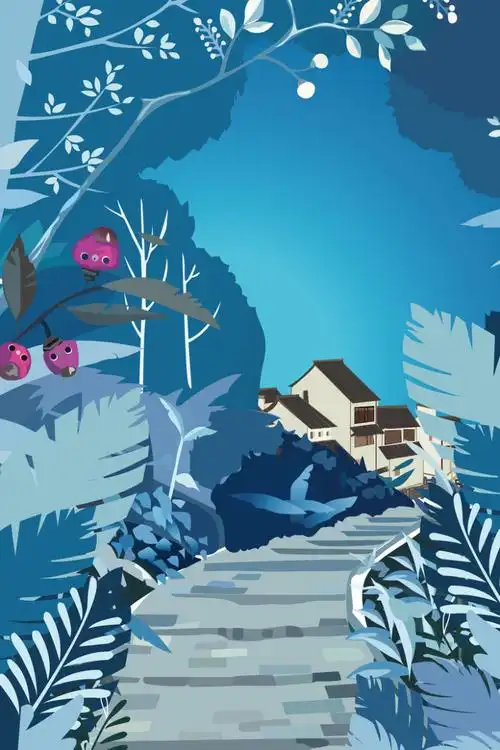 清爽扁平卡通手绘插画海报背景素材