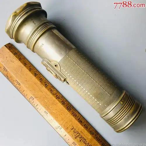 民国时期大无畏牌老式电池纯铜手电筒老手电灯