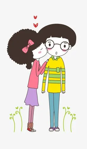 卡通亲吻的情侣免抠图png素材下载_高清图片png格式(编号:21499822)