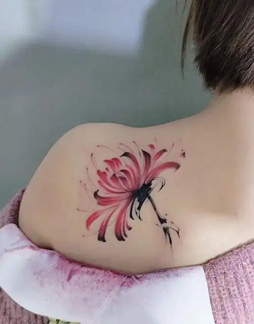 最新彼岸花纹身图案女红色彼岸花纹身图集3