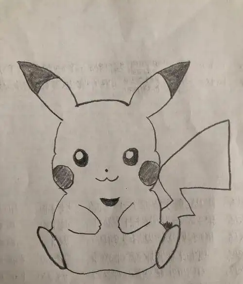 脸颊,嘴巴,耳朵地方也要修饰好,这样一个可爱的皮卡丘就画好了