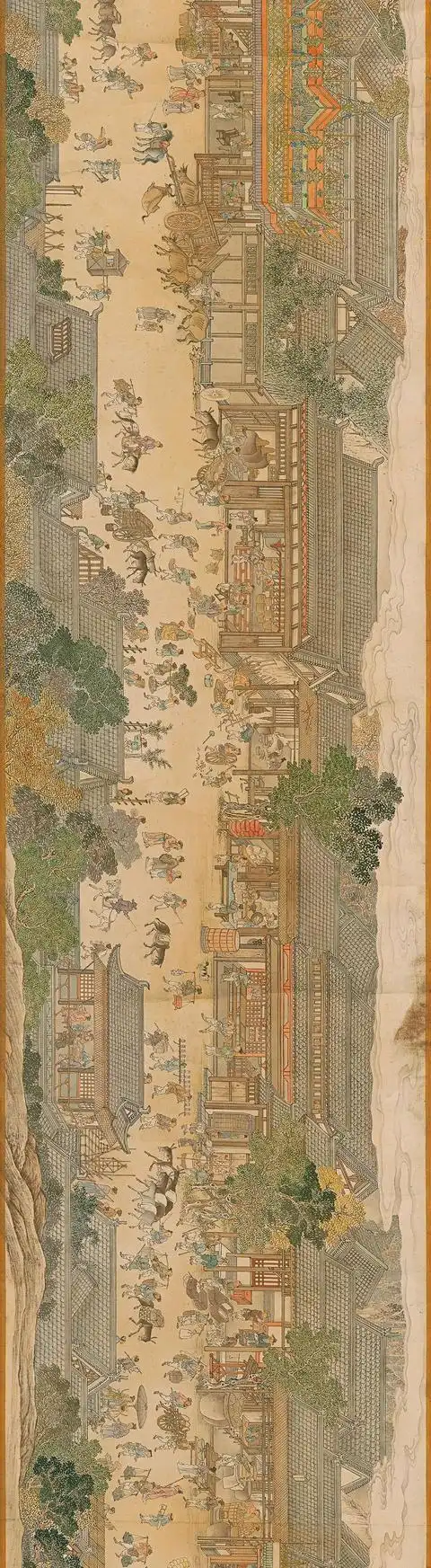 仿杨大章宋院本金陵图卷古代宋代街市人物山水风俗画国画图片欣赏