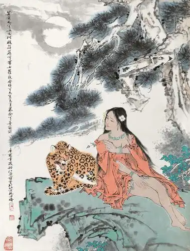 0058 1981年作 山鬼图 镜框 设色纸本