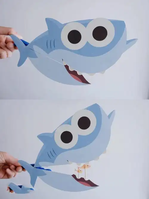 自制baby shark纸板鲨鱼玩具