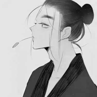 漫画古风男生头像黑白高清图片