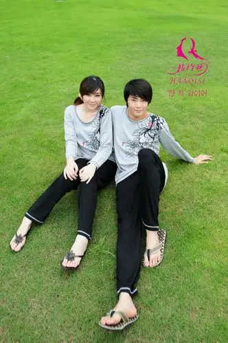 厂家直供广州韩琦丝夏季新款纯棉花纹长袖套装【情侣睡衣】-加盟