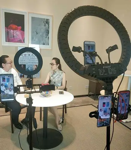 (《七言寻尤记》之"访谈著名画家张勇华"直播现场,左为张勇华,右为