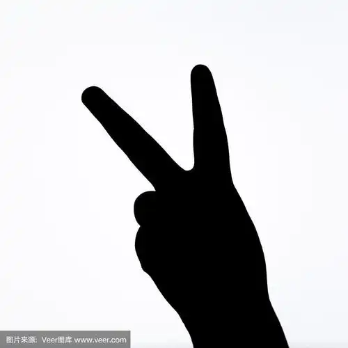 剪影手势字母v孩子的手