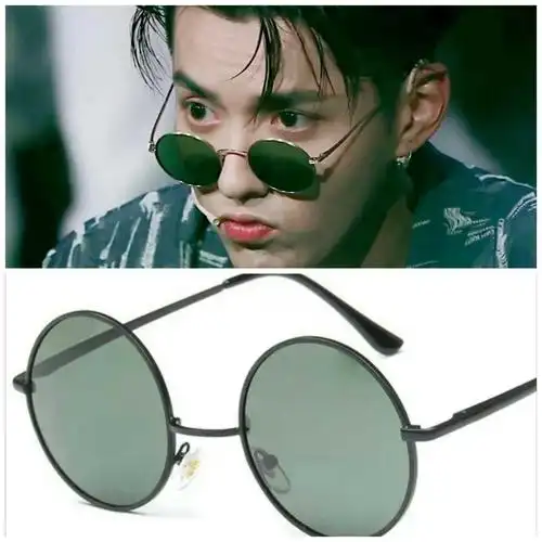 吴亦凡同款太阳镜_中国有嘻哈吴亦凡同款圆框茶色墨镜复古小框圆形