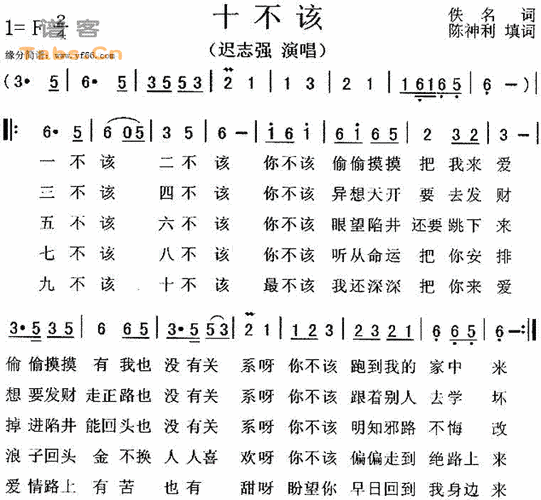 水果布丁编辑相关歌谱:[简谱]十不该(黄梅戏《梁祝》梁山伯唱段)